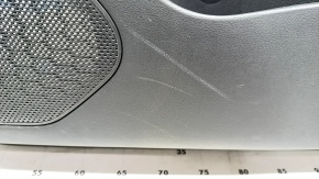 Door trim card front right Nissan Rogue 21-23 Japan built black with gray insert cloth, armrest leather, brown top, scratches