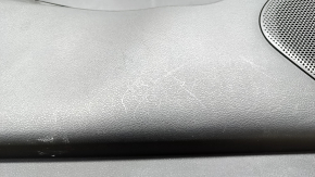 Door trim card front left Nissan Rogue 21-23 Japan built black with gray insert cloth, armrest leather, brown top, scratches
