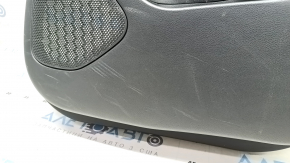 Door trim card rear right Nissan Rogue 21-23 Japan built black with gray insert cloth, armrest leather, brown top, scuffs