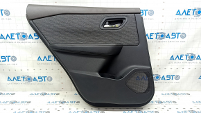 Door trim card rear left Nissan Rogue 21-23 Japan built black with gray insert cloth, armrest leather, brown top, scratches