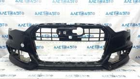 Bare front bumper Audi A6 C7 16-18 rest, s-line for parking sensors, for headlight washers, black, scratches, worn