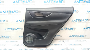Door trim card rear right Nissan Rogue 17-20 black, with black graphite insert plastic, armrest leather