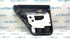 Door trim card rear right Nissan Rogue 17-20 black, with black graphite insert plastic, armrest leather