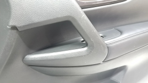 Door trim card front right Nissan Rogue 14-20 black, graphite insert plastic, armrest leather, scratches