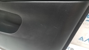 Door trim card front right Nissan Rogue 14-20 black, graphite insert plastic, armrest leather, scratches