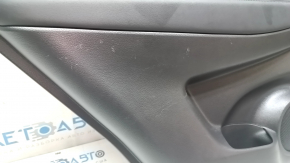 Door trim card rear left Nissan Rogue 14-20 black, graphite insert plastic, armrest leather, scratches