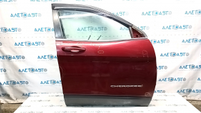 Door assembly front right Jeep Cherokee KL 14- keyless, red PRV, worn overlay, bumps, dent