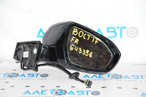 Side mirror right Chevrolet Bolt 17-12 pins, black with chrome molding, with camera, turn signal, BSM, scratches