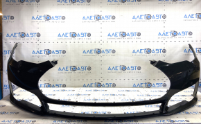 Front bumper bare Tesla Model S 12-15 pre-rest 6 sensors, green, worn, crack in mount