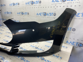 Front bumper bare Tesla Model S 12-15 pre-rest 6 sensors, green, worn, crack in mount
