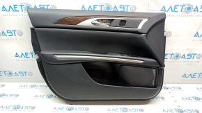 Door trim card front left Lincoln MKZ 13-16 black leather, armrest leather, insert wood gloss