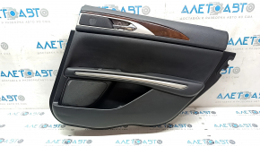 Door trim card rear right Lincoln MKZ 13-16 black leather, armrest leather, insert wood gloss, dent