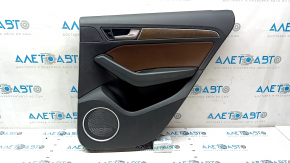 Door trim card rear right Audi Q5 8R 09-17 black with brown insert, dark wood, rubber armrest, Bang and Olufsen