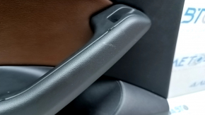 Door trim card rear left Audi Q5 8R 09-17 black with brown insert, rubber armrest, molding under wood gloss, Bang and Olufsen, scuffed