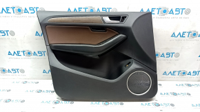 Door trim card front left Audi Q5 8R 09-17 black under memory seat, with, molding brown insert leather, armrest rubber under wood gloss, Bang and Olufsen
