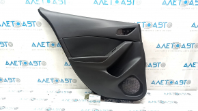 Door trim card rear left Mazda3 14-18 BM black with black insert cloth, armrest plastic