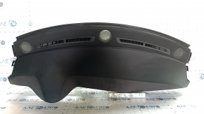 Torpedo front panel with AIRBAG Tesla Model S 12-20 leather black + suede, with gray overlays, cracked chrome molding