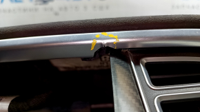 Torpedo front panel with AIRBAG Tesla Model S 12-20 leather black + suede, with gray overlays, cracked chrome molding