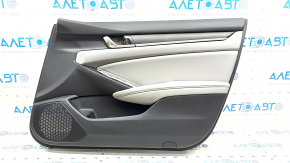 Door trim card front right Honda Accord 18-22 black with gray insert leather, wood insert, dented