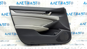 Door trim card front left Honda Accord 18-22 black with gray insert leather, wood insert, scratches