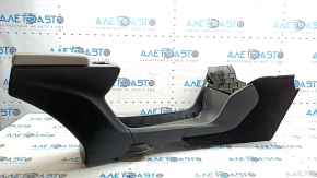 Central console, armrest and cup holders Tesla Model S 12-15 pre-restored, black leather, carbon fiber insert, gray armrest, dry-cleanable, non-factory holes