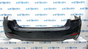 Rear bumper complete BMW 5 G30 17-20 with parking sensors, wiring, frame and fasteners, M Sport, black, scratches, crack in fastener