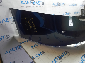 Rear bumper bare Tesla Model S 12-15 pre-rest for 6 parking sensors, green PMSG, cracked mount