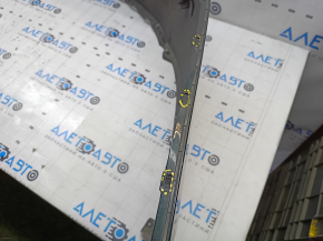 Rear bumper bare Tesla Model S 12-15 pre-rest for 6 parking sensors, green PMSG, cracked mount