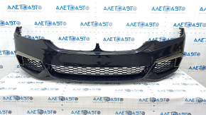 Front bumper complete BMW 5 G30 17-20 with parking sensors and wiring, M Sport, black, broken mount, scratches