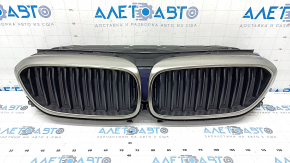 Radiator grill assembly BMW 5 G30 17-20 M550iX M Sport, with radiator deflector blinds, Cerium Gray, sand