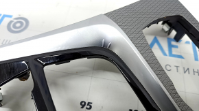 BMW 5 G30 17-23 center console trim gray rhombus, swollen chrome worn