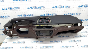 Torpedo front panel with AIRBAG BMW 5 G30 17-23 leather black with dark brown