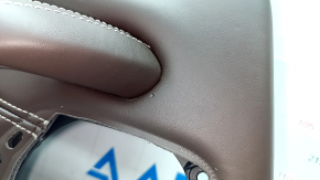 Door trim card rear left BMW 5 G30 17-23 leather dark brown, molding gray rhombus, without speaker grilles, butt