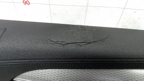 Door trim card front left BMW 5 G30 17-23 dark brown leather, molding gray rhombus, for seat memory, without speaker mesh, broken fasteners, coating defect