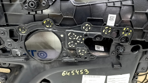 Door trim card front left BMW 5 G30 17-23 dark brown leather, molding gray rhombus, for seat memory, without speaker mesh, broken fasteners, coating defect