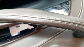 Door trim card front right BMW 5 G30 17-23 leather dark brown, molding gray rhombus, for seat memory, without speaker mesh, bump, scratches