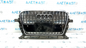 Radiator grill Audi Q5 8R 13-17 rest, for parking sensors, gloss, chrome, sand, peeling paint, scratches