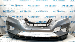 Bare front bumper Nissan Rogue 17- silver K23, scratches, sand, broken mount, tears