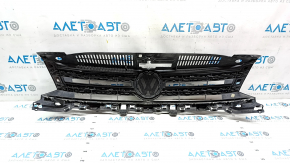 Radiator grill assembly VW Tiguan 12-17 rest with badge, sand, chrome swelled