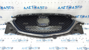 Radiator grill assembly Mazda CX-5 17- under radar, without emblem, pokes on chrome