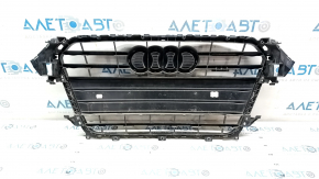 Radiator grille assembly Audi A4 B8 13-16 rest gloss, S line, peeling coating, cracked