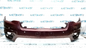Bare front bumper upper part Jeep Cherokee KL 19-21 red PRV, for parking sensors, without plug towing hook, broken mount, torn mount, non-factory holes, scratches