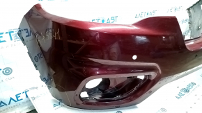 Bare front bumper upper part Jeep Cherokee KL 19-21 red PRV, for parking sensors, without plug towing hook, broken mount, torn mount, non-factory holes, scratches