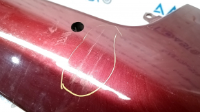 Bare front bumper upper part Jeep Cherokee KL 19-21 red PRV, for parking sensors, without plug towing hook, broken mount, torn mount, non-factory holes, scratches