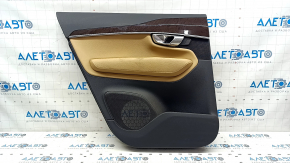 Door trim card rear left Volvo XC90 16-22 leather black, beige insert, beige armrest, without curtain, tears, broken fastening