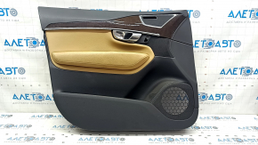 Door trim card front left Volvo XC90 16-22 leather black, beige insert, beige armrest, dents, scratches, scuffs