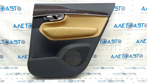 Door trim card rear right Volvo XC90 16-22 leather black, beige insert, beige armrest, without curtain, scratches, bumps