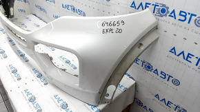 Front bumper upper part Ford Explorer 20 - without parking sensors, white, broken fasteners