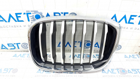 Radiator grill left BMW X3 G01 18-21 nostril, chrome frame + gray grill, sand, chips