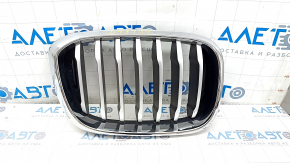 Radiator grill right BMW X3 G01 18-21 nostril, chrome frame + gray grill, sand, chip